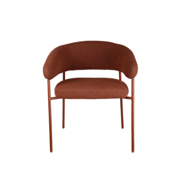 KARWEI eetkamerstoel Coco terracotta Bouclé stof met armleuning