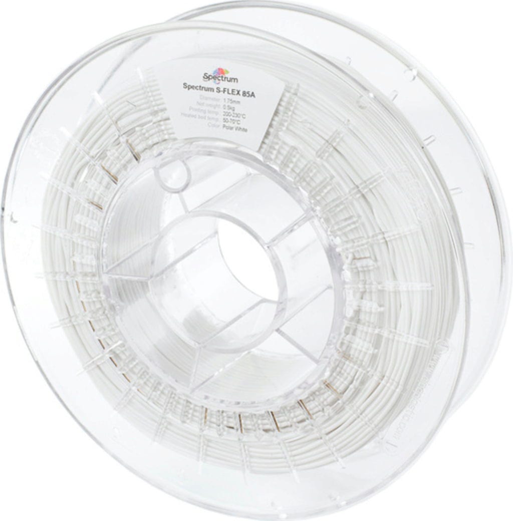 Spectrum  S-Flex 85A Polar White, 1,75 mm / 500 g    Flexibles Filament mit hoher Hydrolysebeständigkeit