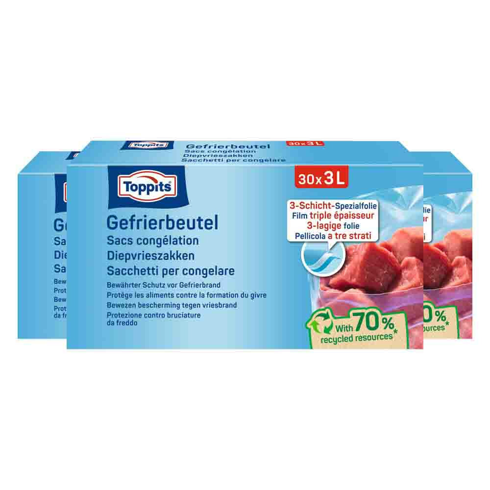 3x Toppits Diepvrieszakjes 3 liter30 stuks