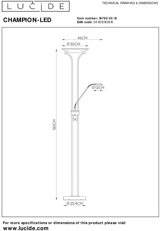 Lucide   Champion-Led Vloerlamp