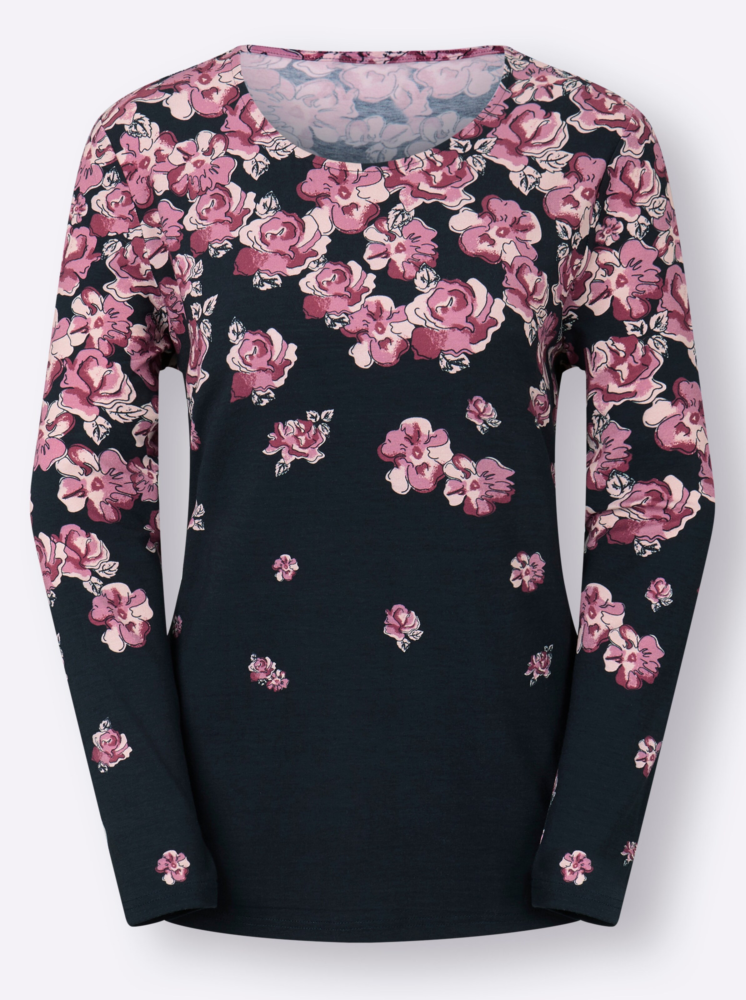 Langarmshirt in marine-bedruckt