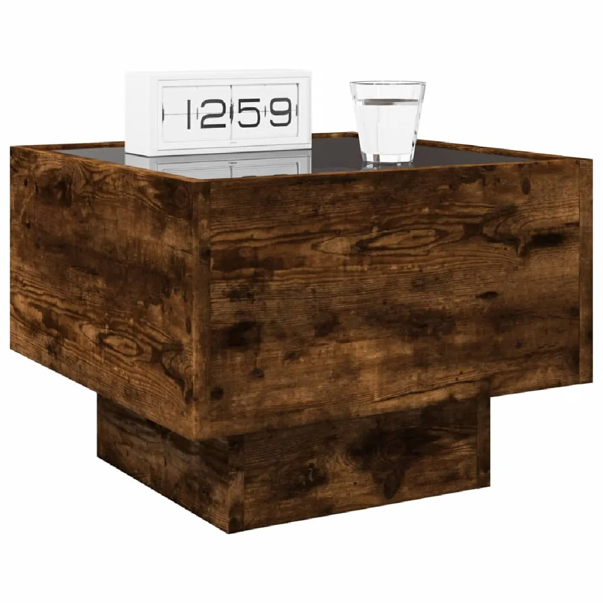 VIDAXL Table de chevet LED Chêne Fumé