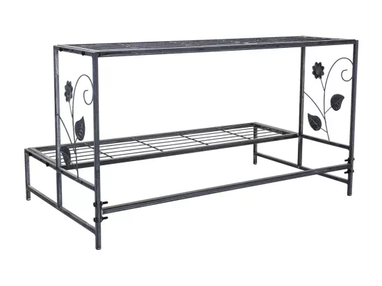 Support pour pots de fleurs en métal gris 80x44x44h