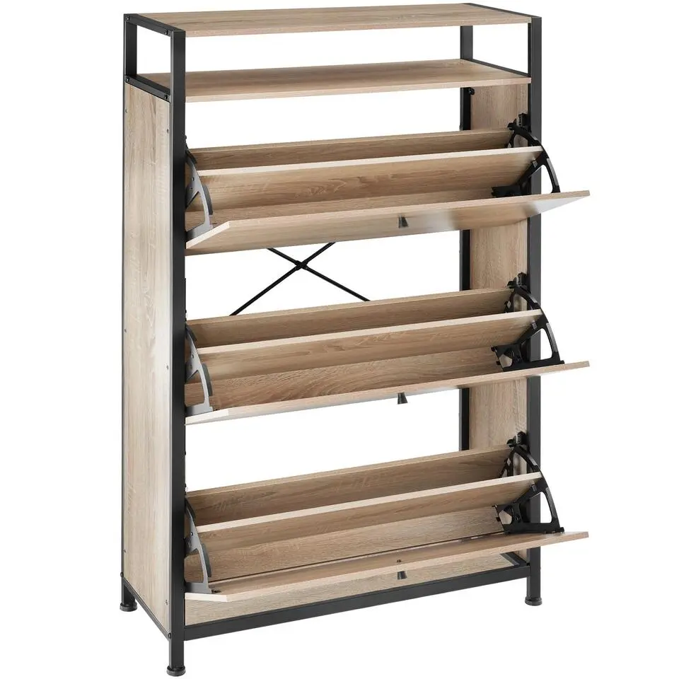 tectake Schoenenkast, Industrieel Licht Hout, Eiken Sonoma