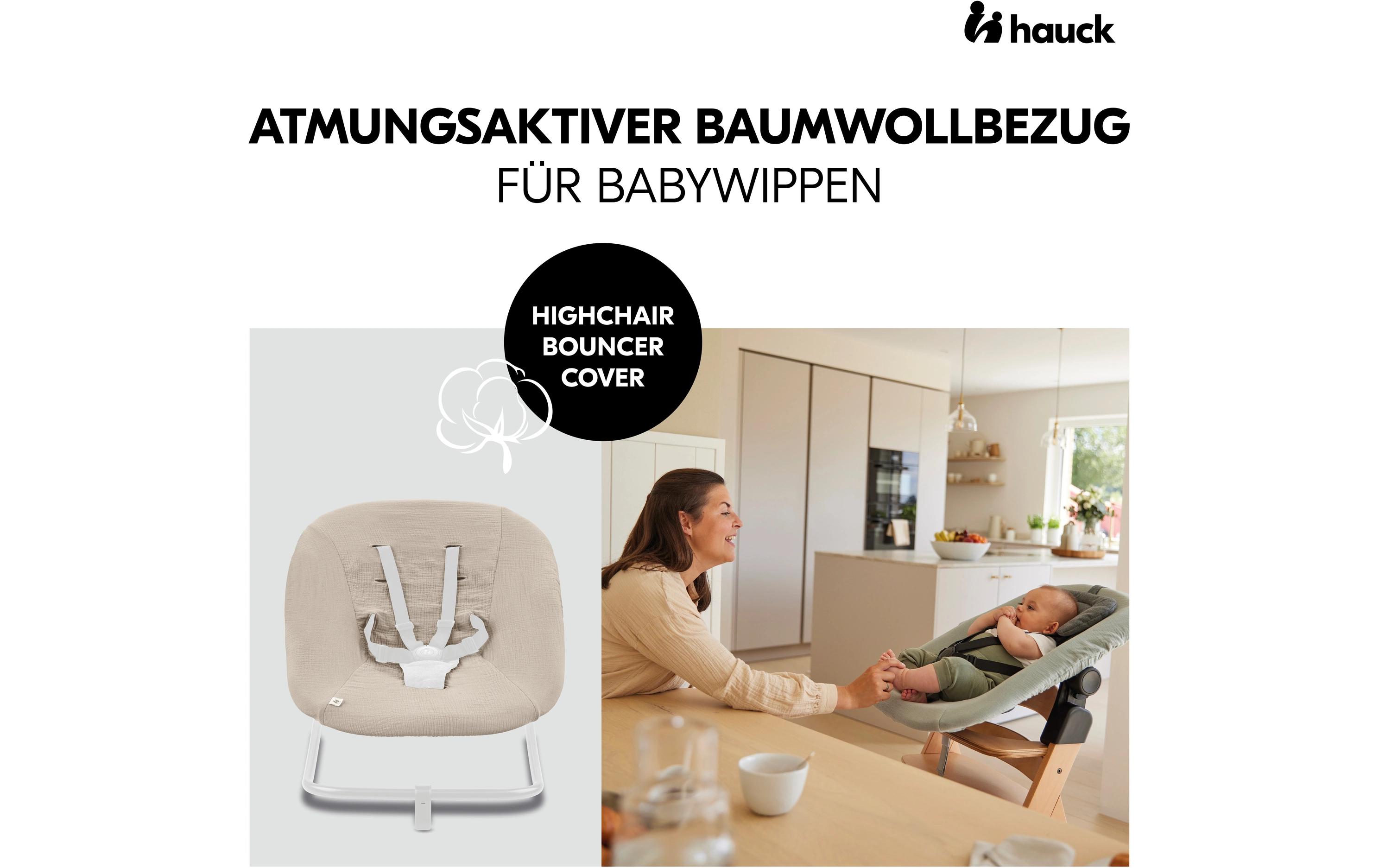 Hochstuhl Bouncer Bezug BeigeAtmungsaktiver Baumwollbezug für Babywippen