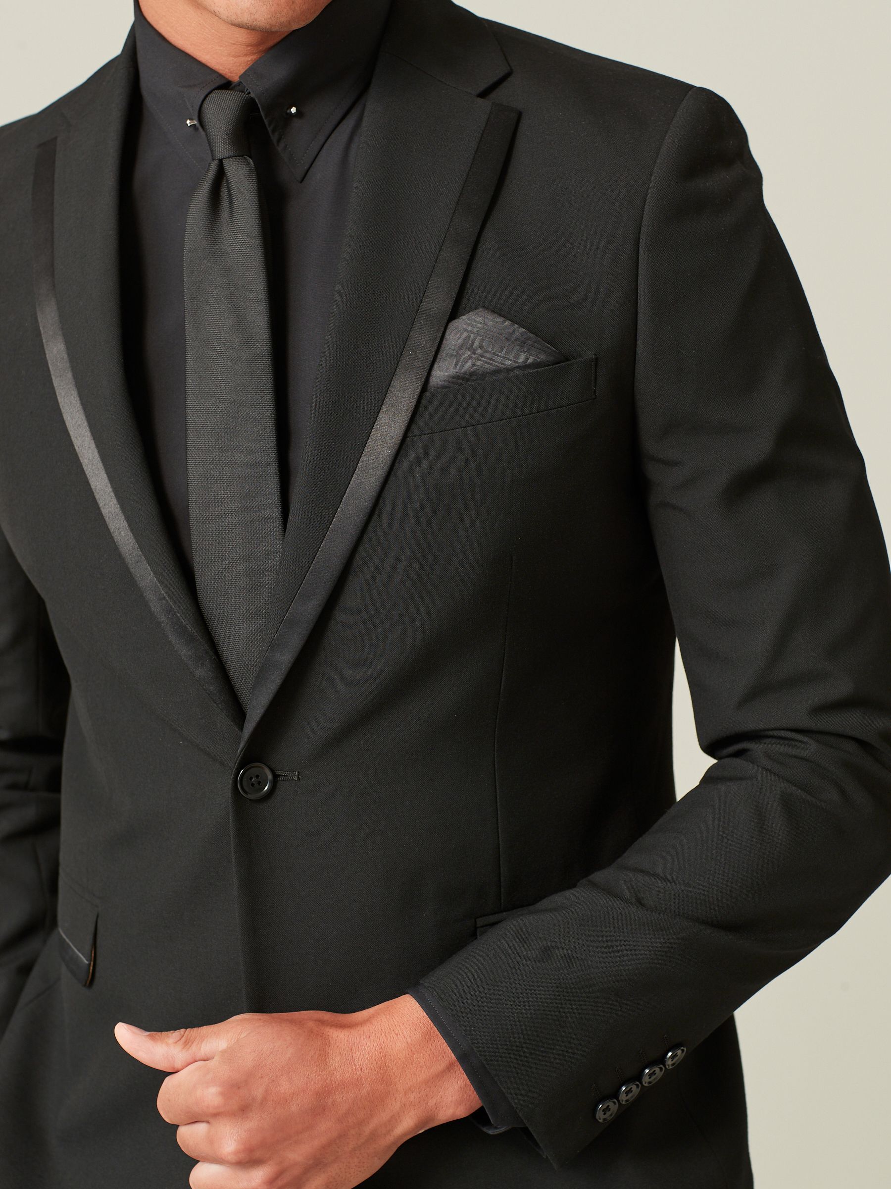 Zwart - Skinny-fit smoking: colbert