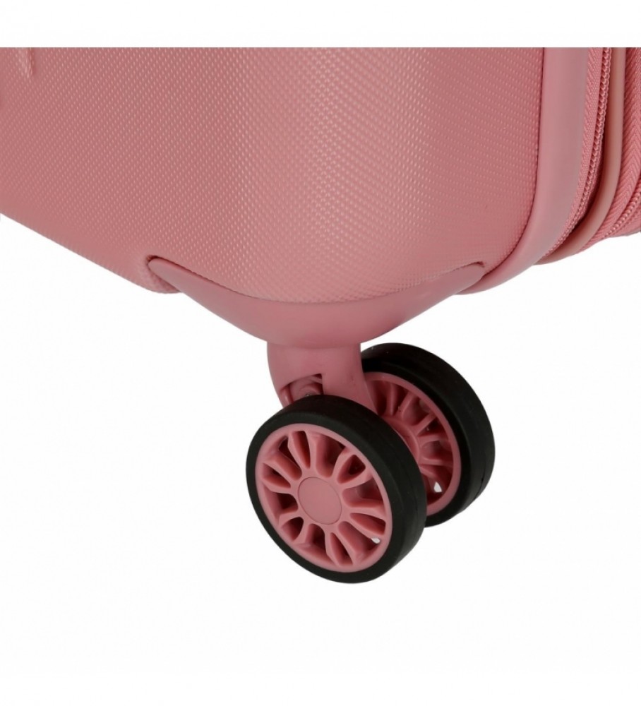 Mala de cabine rígida Movom Riga 55cm rosa -40x55x20cm-