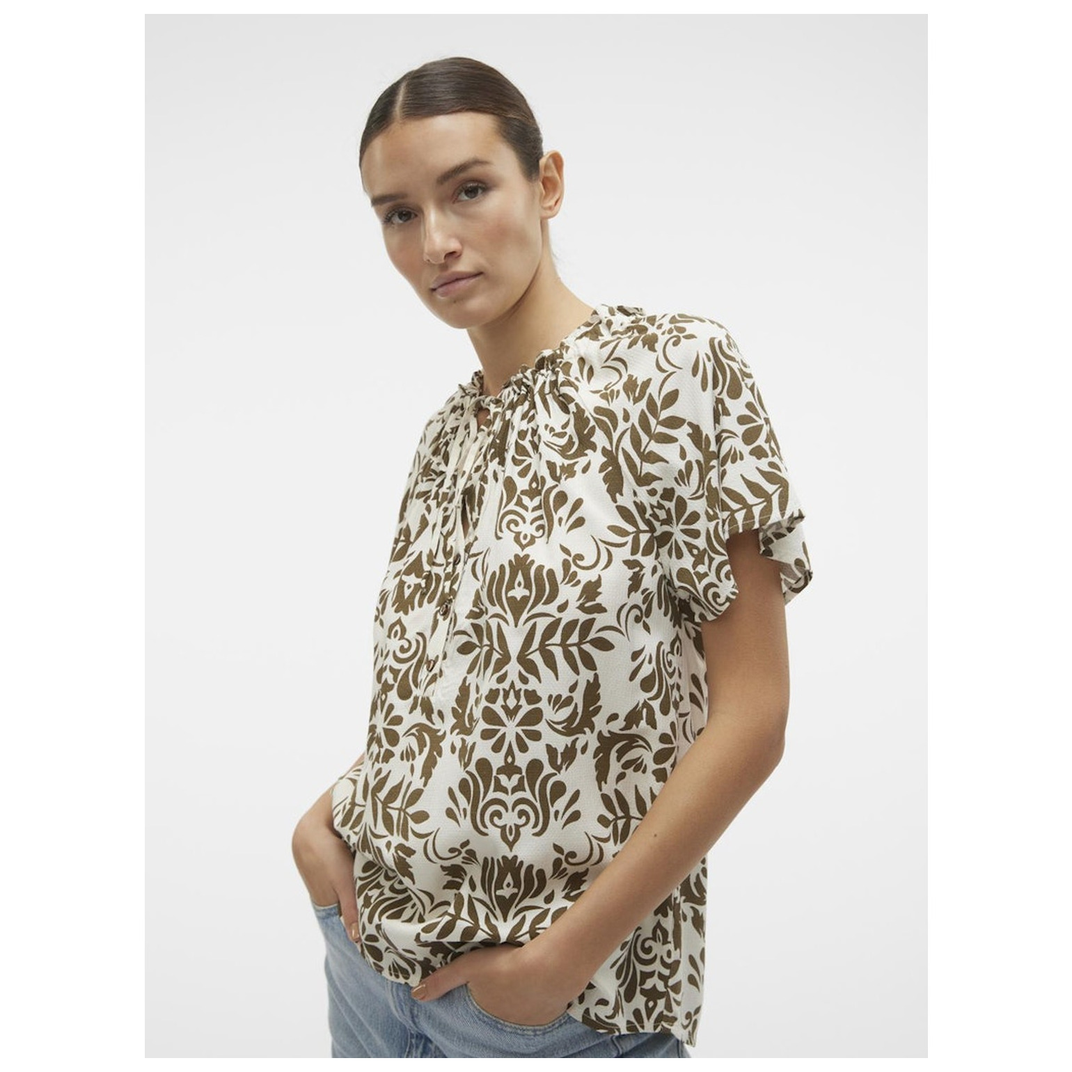 Vero Moda VMIMMA S/S V-NECK TOP WVN BTQ