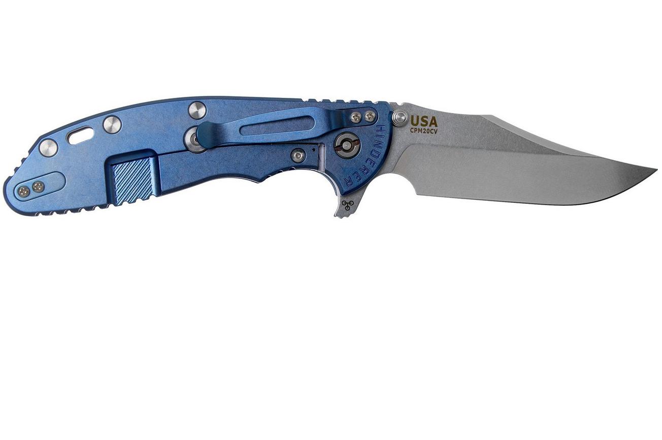 Rick Hinderer XM-24 4” Bowie, CPM 20CV, Stonewashed Blue, Blue Black G10 zakmes
