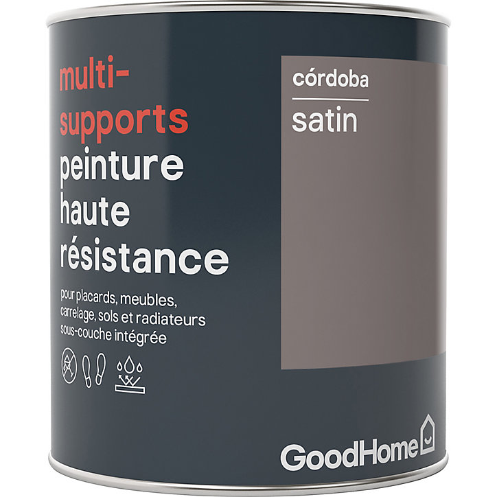 Peinture haute résistance multi-supports GoodHome marron Córdoba satin 0,75L