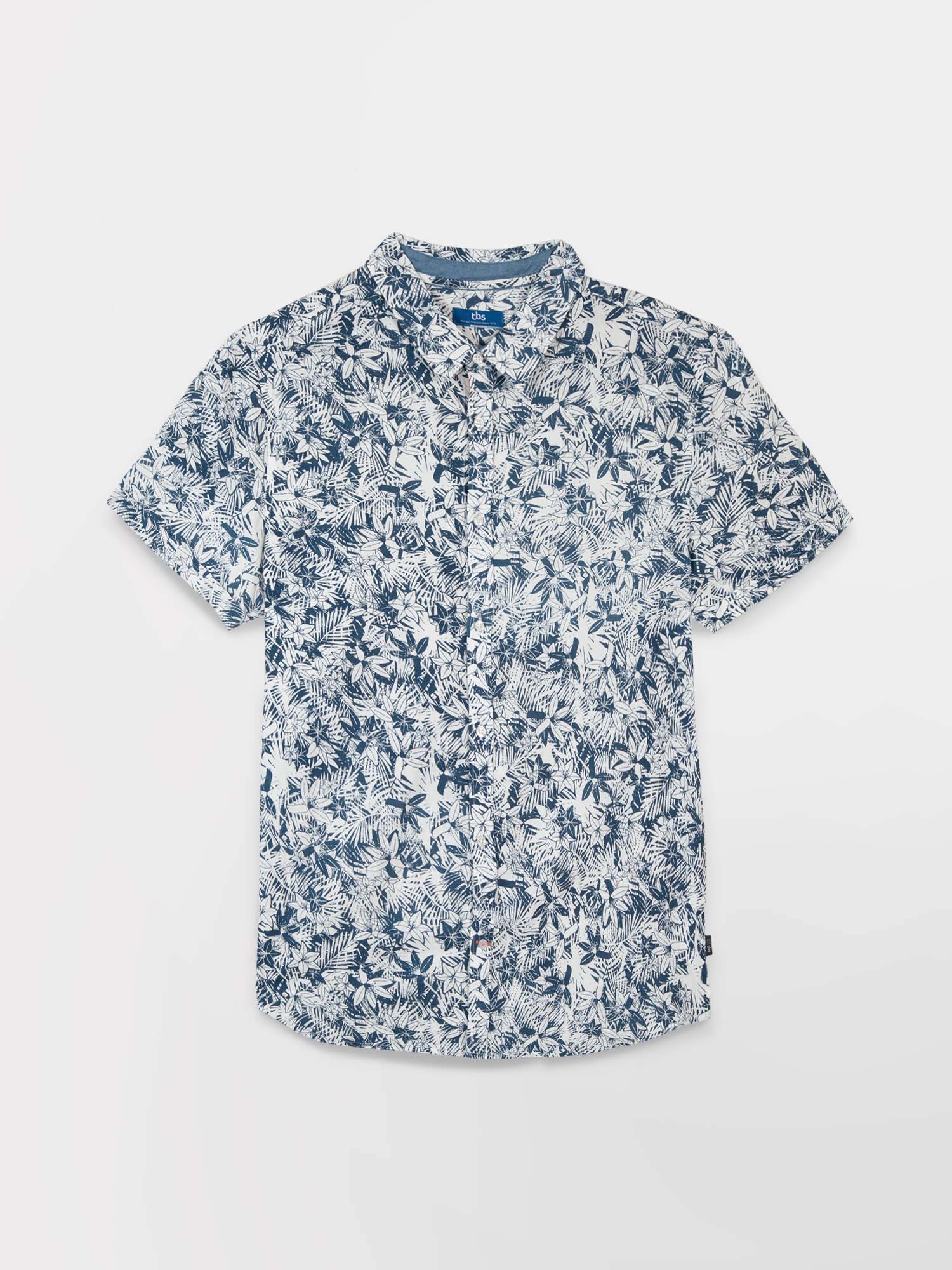 Chemise Homme Manches Courtes Coton\/Lin Bleu