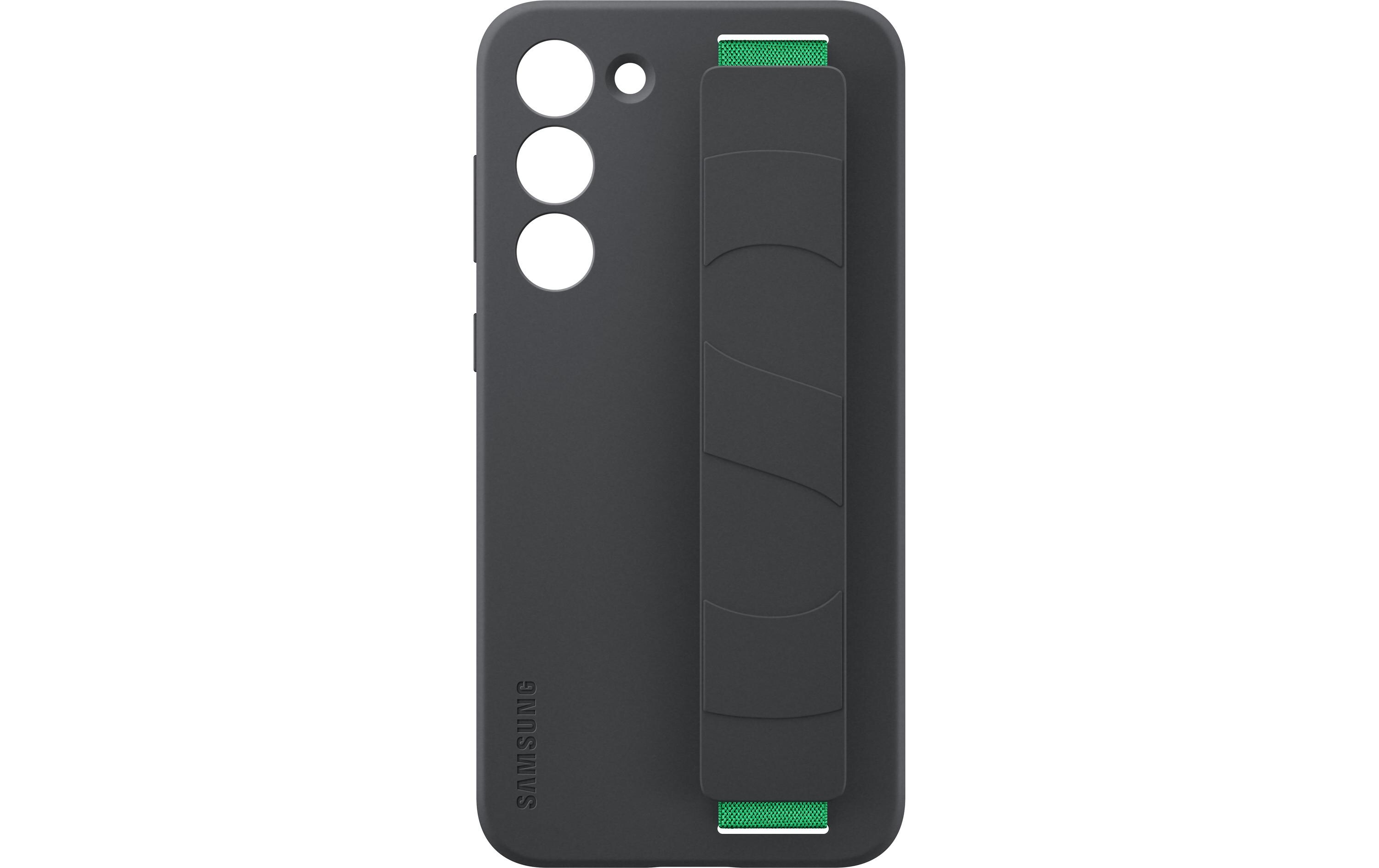 Back Cover Silicone Grip Galaxy S23+ SchwarzSchutzhülle mit Handriemen für das Samsung Galaxy S23+