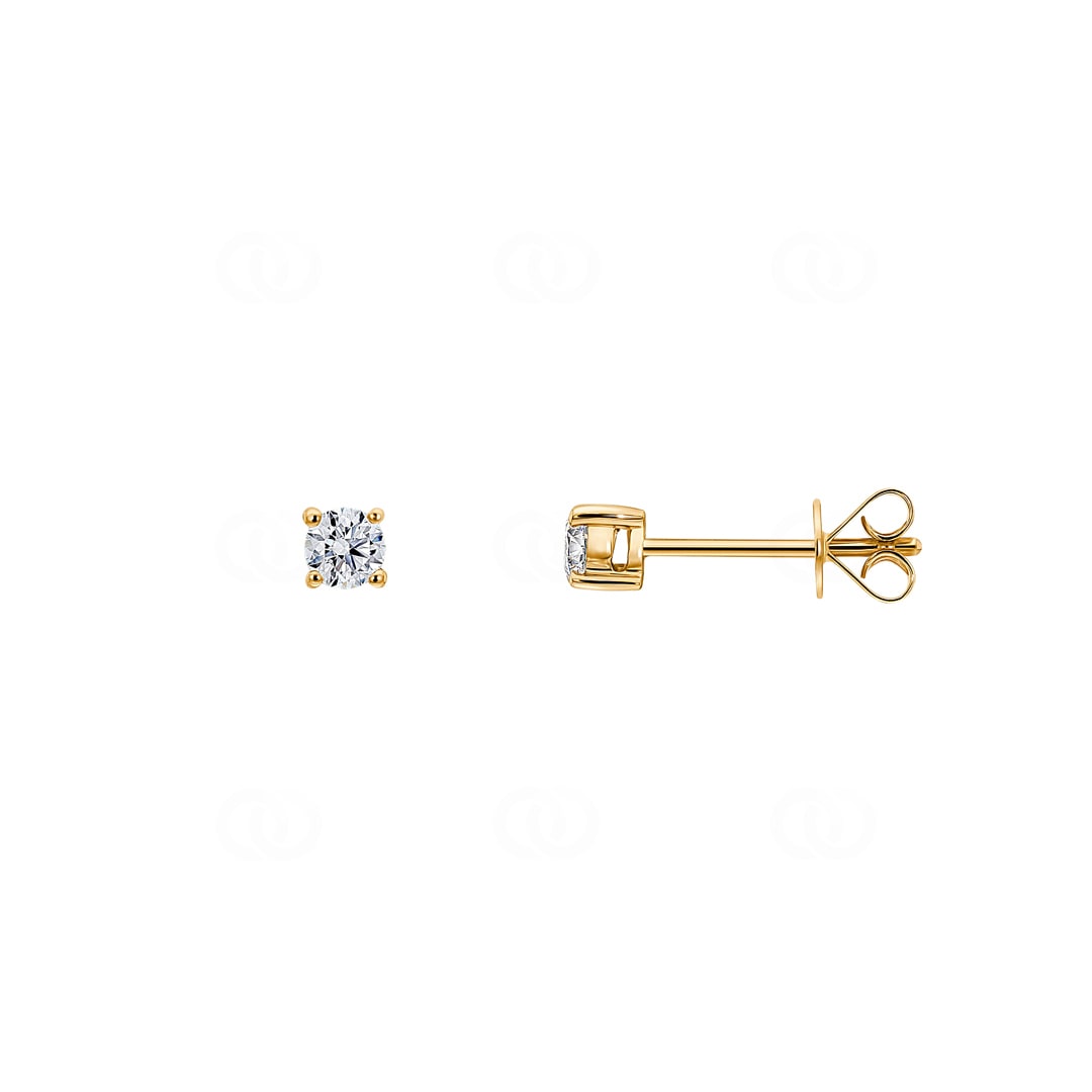 0.24 Karat Solitär Diamantohrstecker 750/18 K Gelbgold in 4-Griff