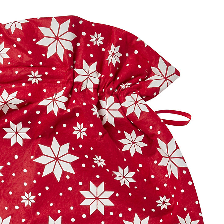 Sac hotte Noël rouge étoiles blanches l.50 x H.80 cm