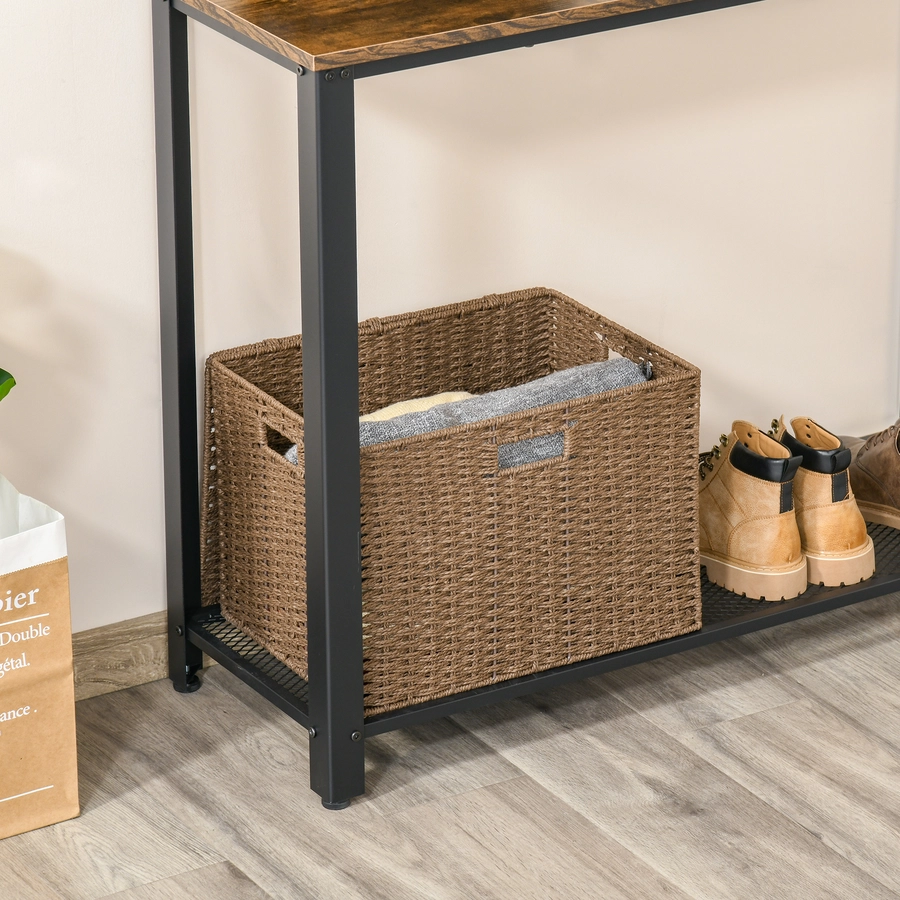 HOMCOM Konsolentisch mit Gitterablage braun, schwarz
