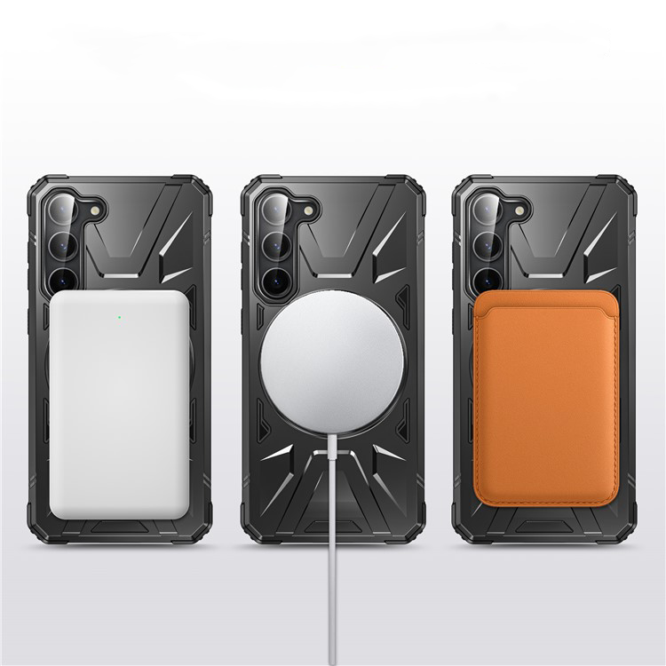Samsung Galaxy S25 / S24 Hybrid Outdoor Hardcase Hülle mit MagSafe-Modul   Kickstand Aufsteller - Schwarz
