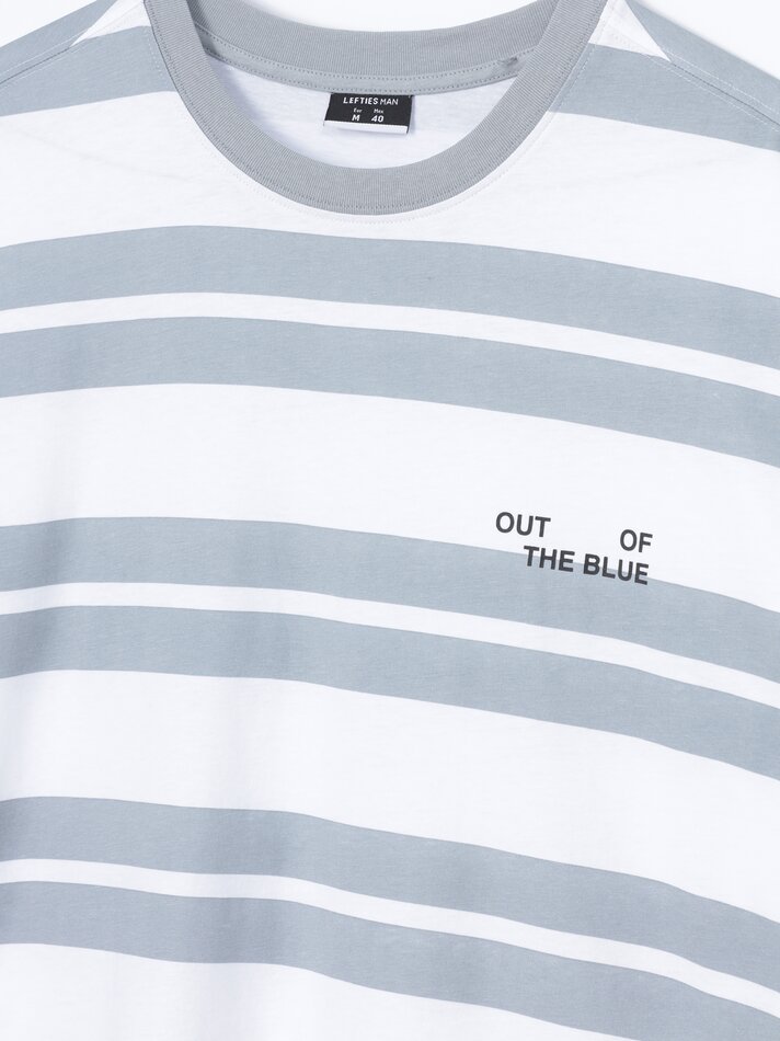 Camiseta com estampa listrada - Azul médio