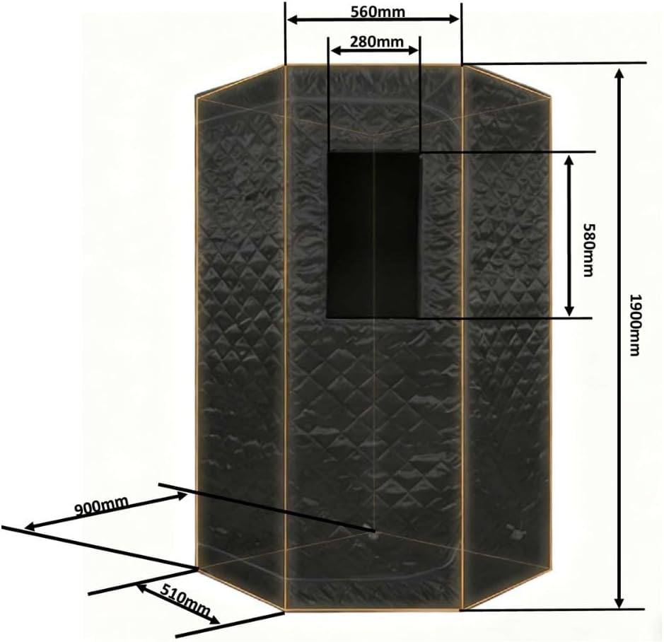 Tragbare Dampfsauna 90x90x190 cm mit Campingstuhl, Digitaler Fernbedienung, Wärmekabine, Schwarz – Ihr Wellness-Moment jederzeit und überall, tragbar