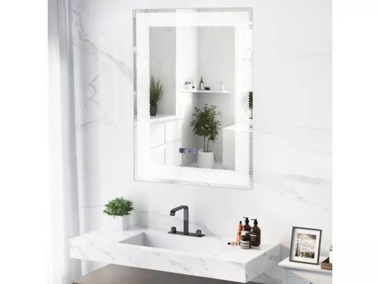 Miroir Salle de Bain LED à 3 Couleurs & Luminosité Réglable, 70 x 50 cm