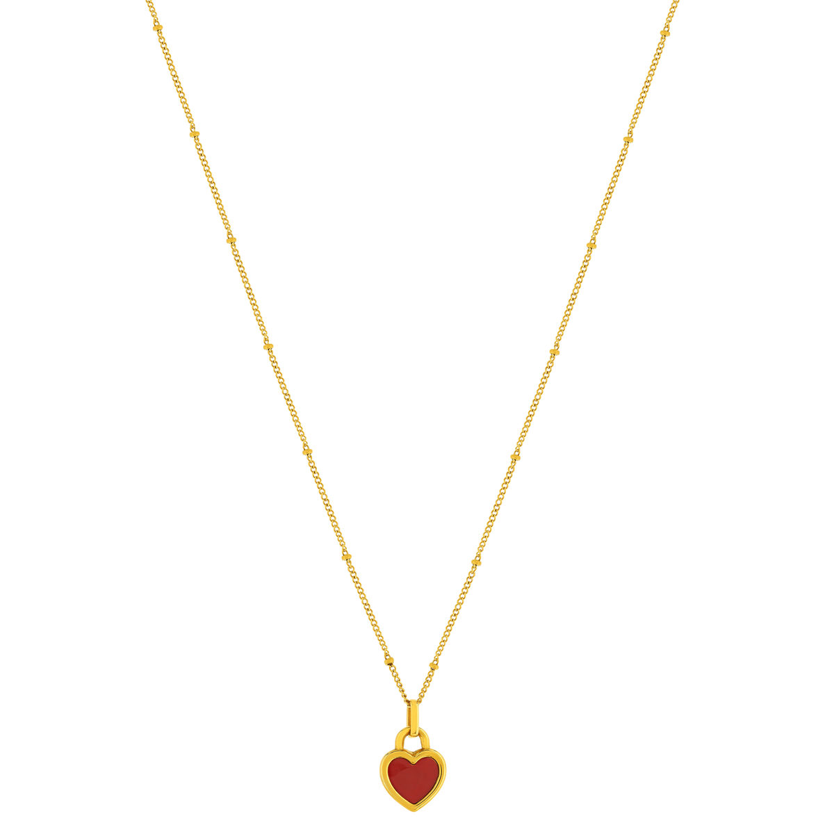 Collier acier jaune nacre coeur 45cm
