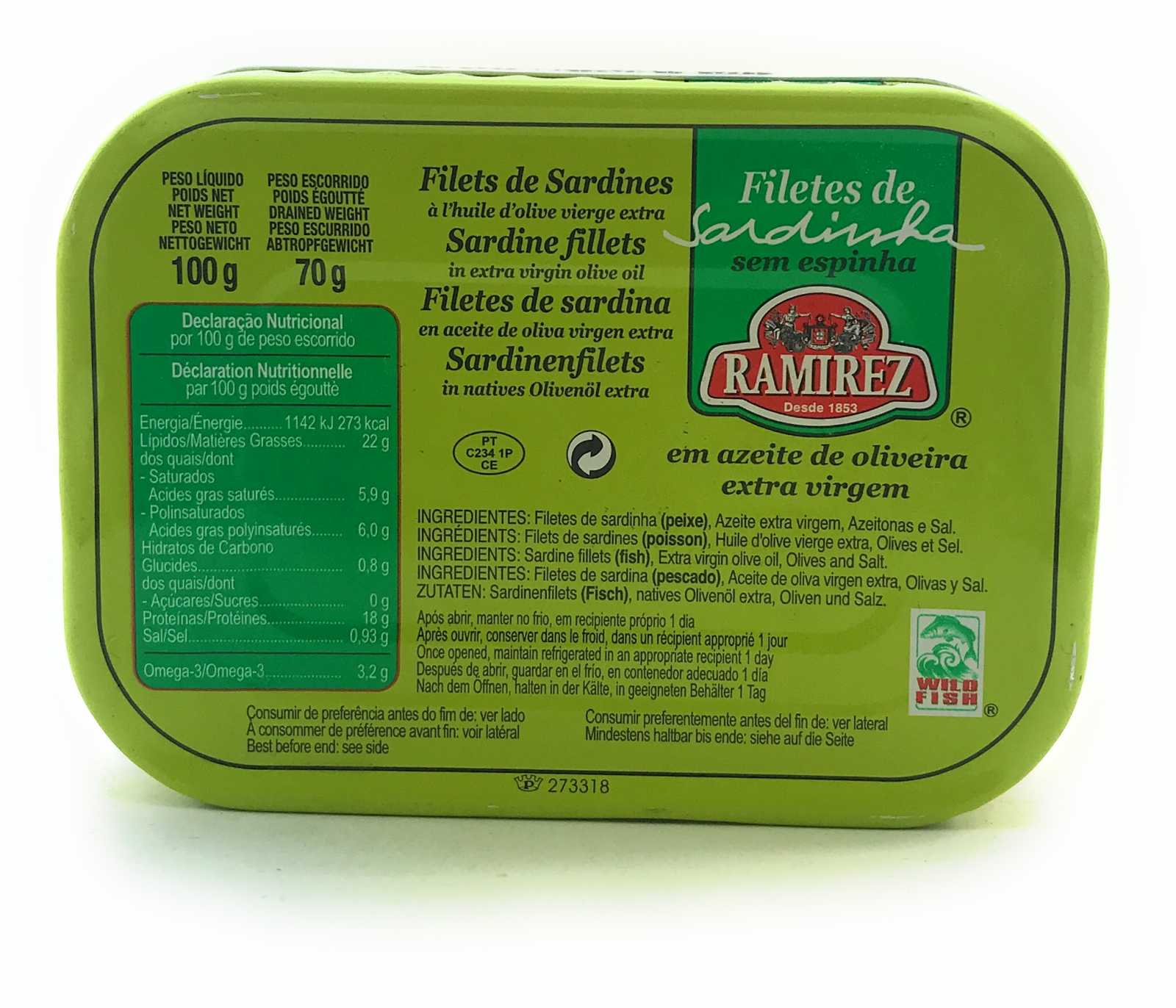 Filés de Sardinha Ramirez em Azeite Extra Virgem 100g