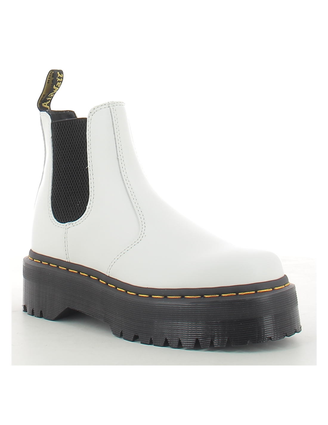 dr martens chelsea boots compensées femme 2976 quad cuir smooth blanc