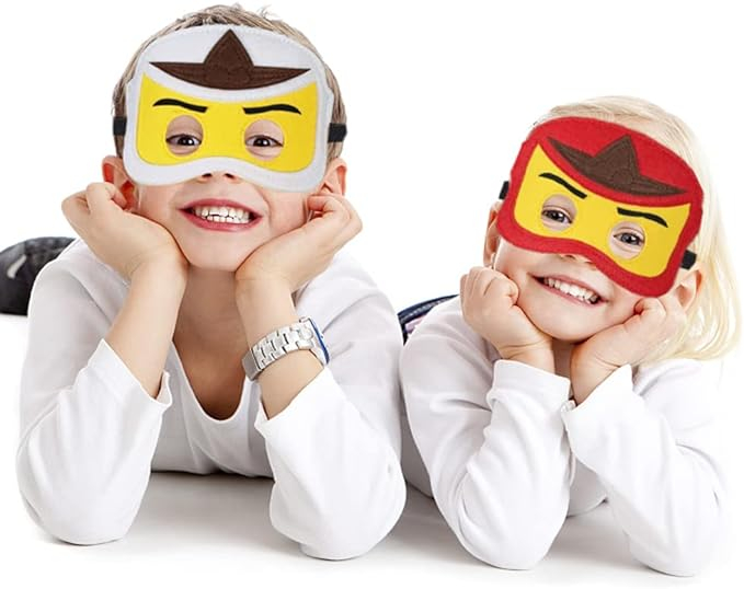 (6er Set) Filz Masken Kinder Kostüm Party Verkleidung Halbmasken Kinder Geburtstag Foto Requisite - Ninja