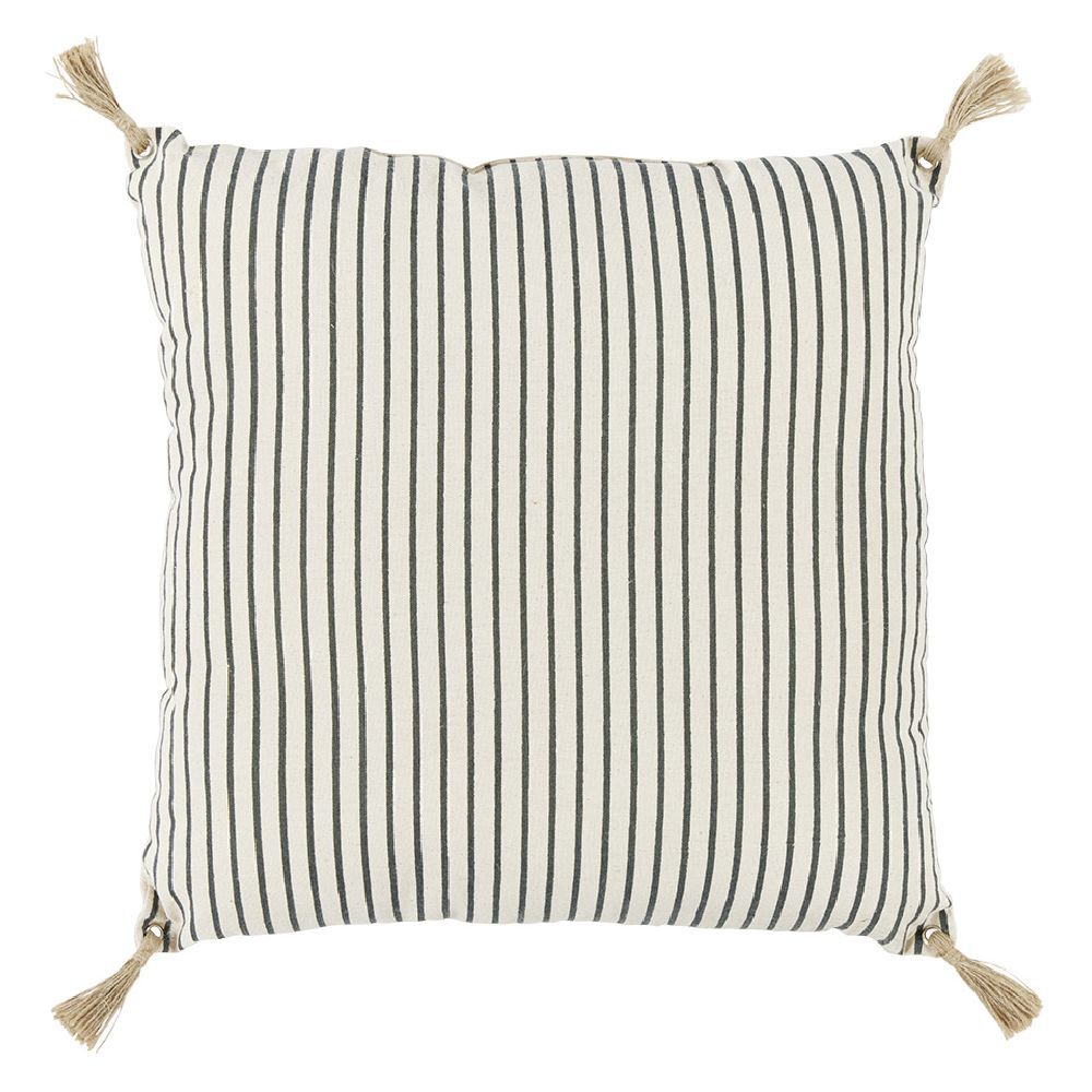 Coussin déco marinière et pompons 45x45cm