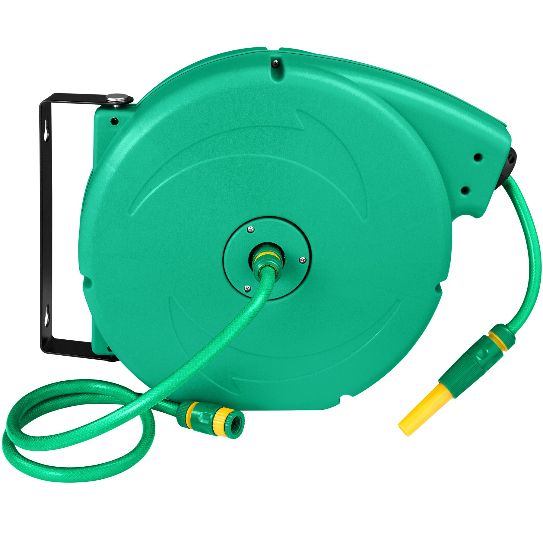 tectake® Schlauchtrommel, mit ½ Zoll Schnellkupplung, Arbeitsdruck 8 bar, Drehbereich 180°, inklusive Wasserspritze und Montagematerial