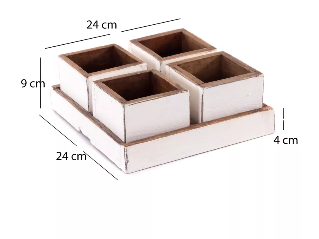 ENSEMBLE DE CAISSES Cubo 5 pièces. Bois massif 06 weiß-landhaus