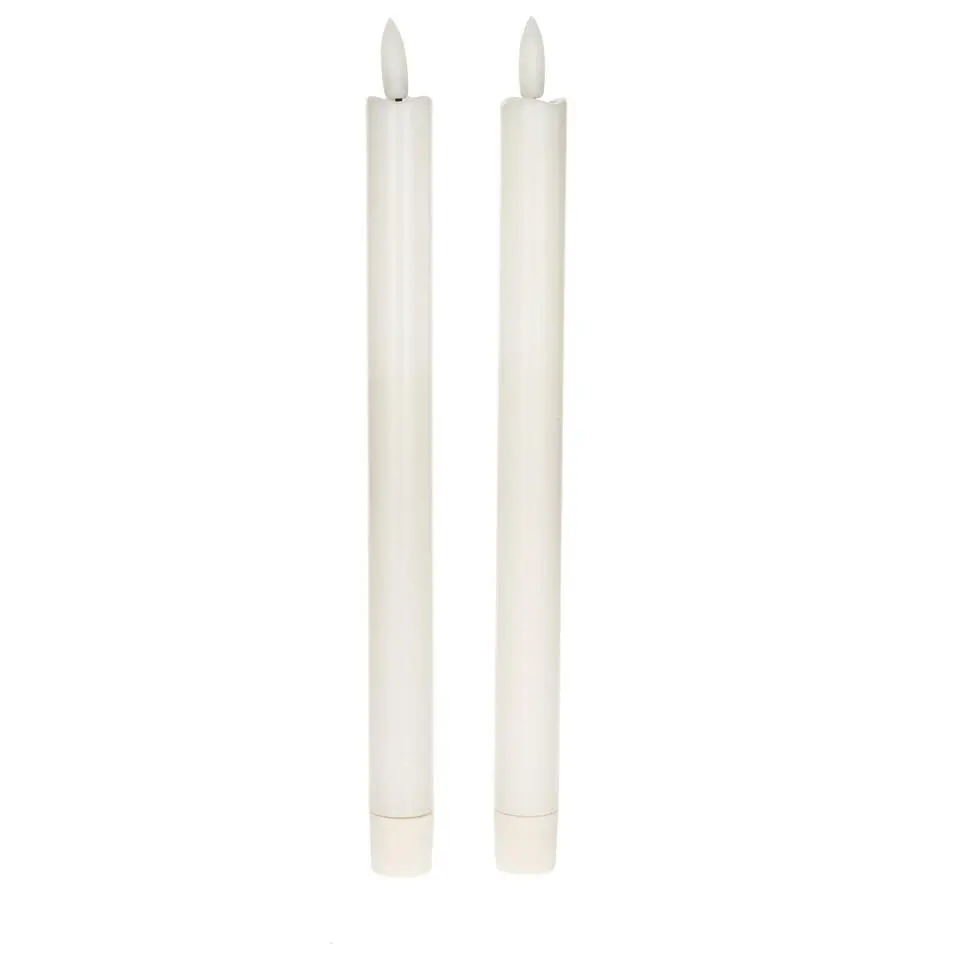 Anna Collection Led dinerkaarsen - 2x st - wit - 24 cm - 3D lont
