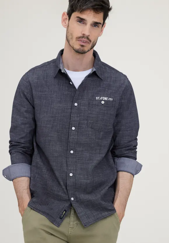 Chambray Hemd - navy blue
