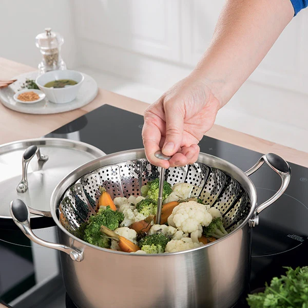 Panier vapeur inox marguerite pliable 28 cm Mathon