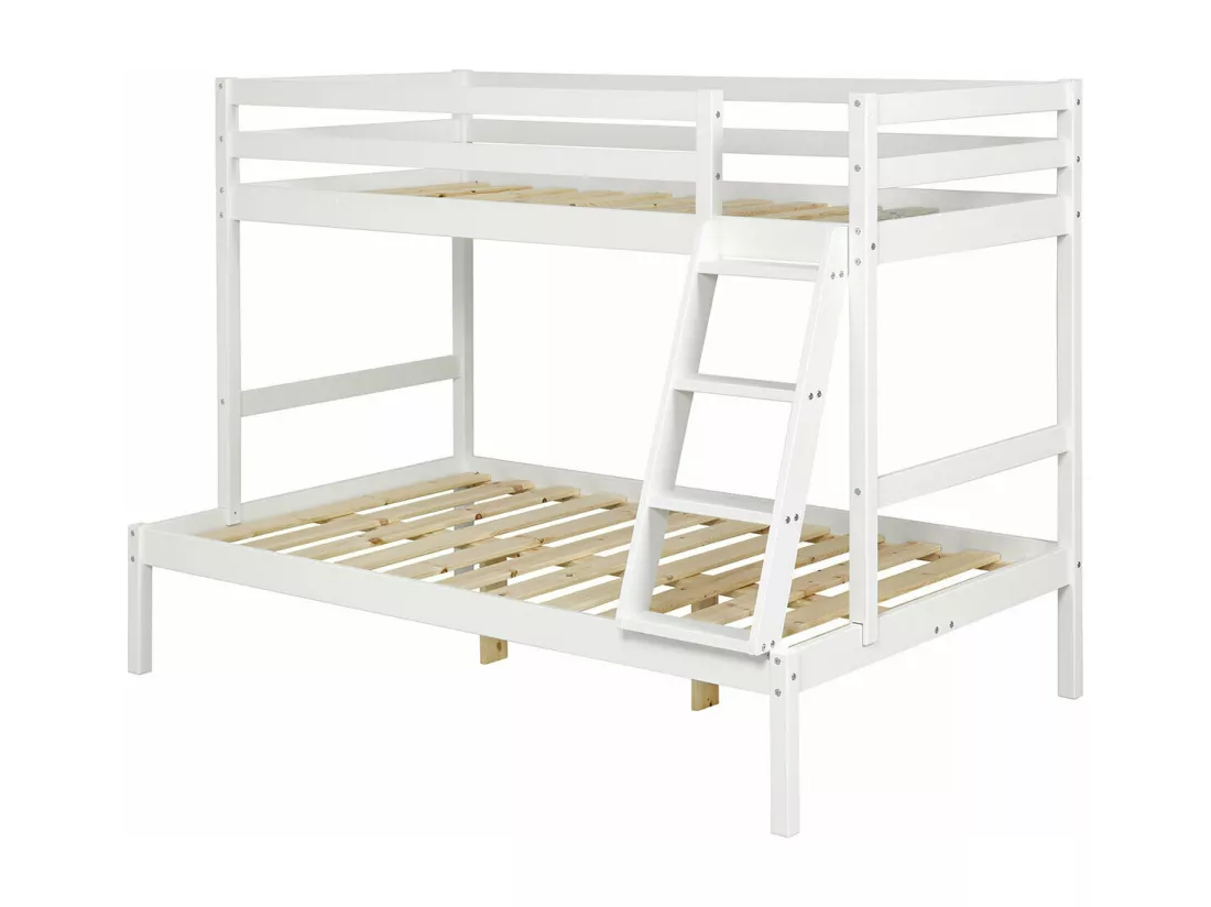 Lit superposé 140x190 cm bois massif blanc JULIAN