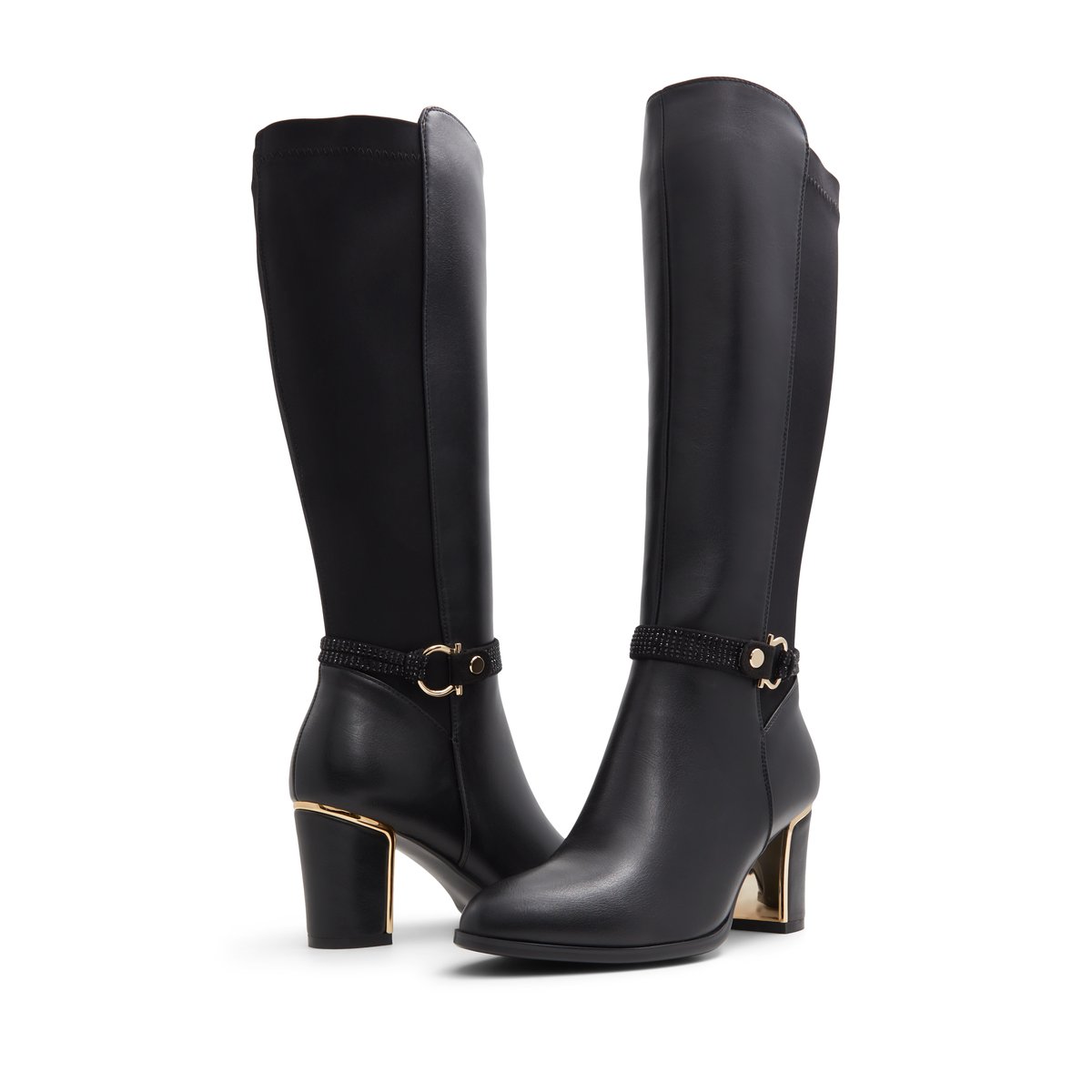AQUA-MODA-Rheildan-Bottes habillées au genou - Talon Bloc - Noir