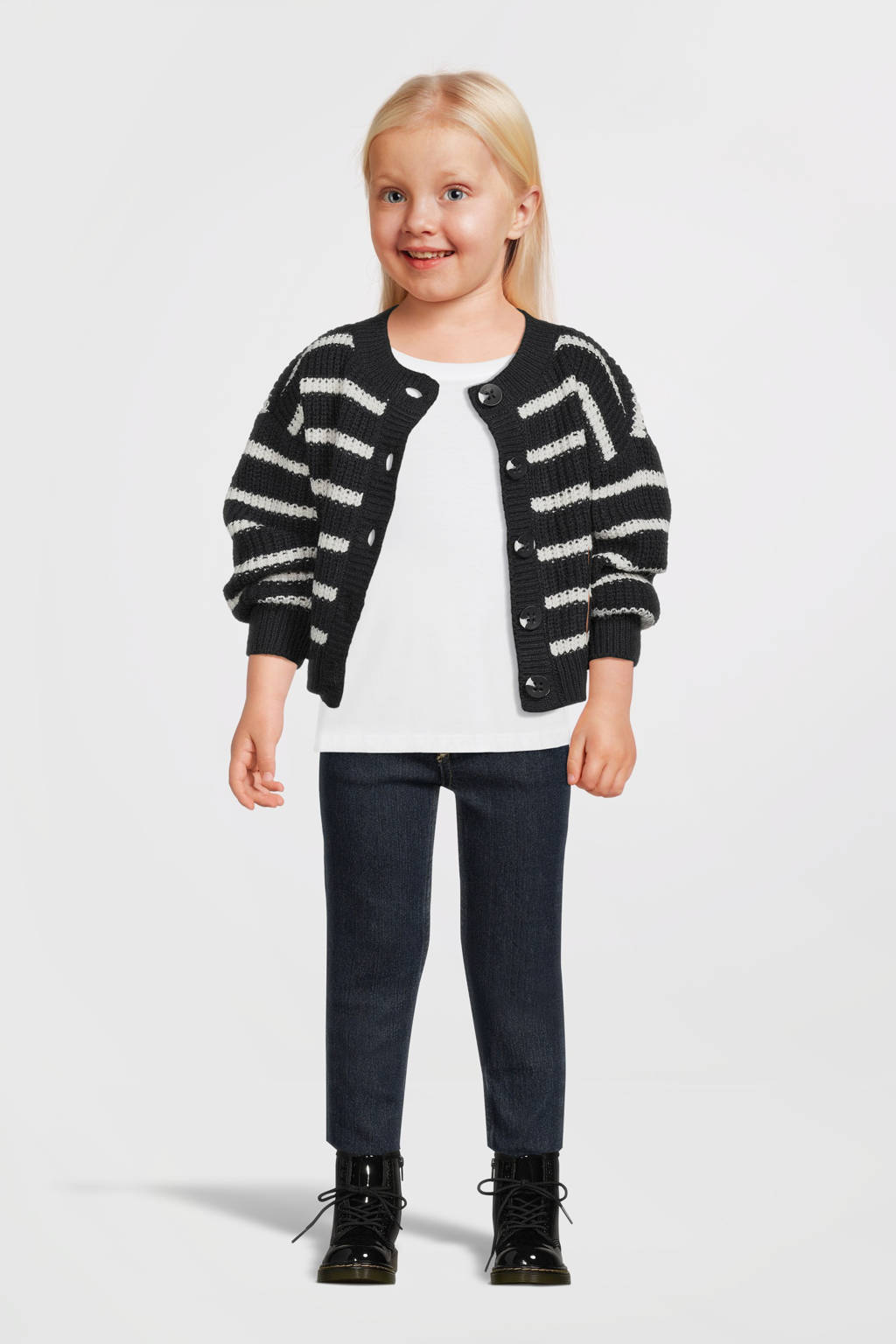 NAME IT gestreept vest NMFVERONJA donkerblauw/ecru