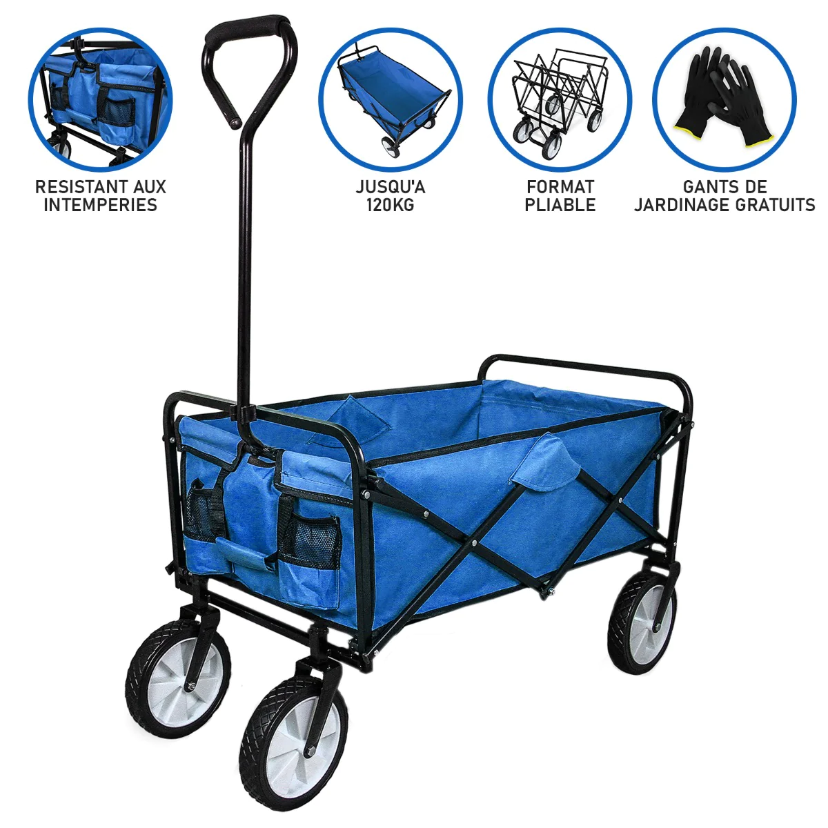 Chariot Pliable de Jardin – Bleu Monstershop