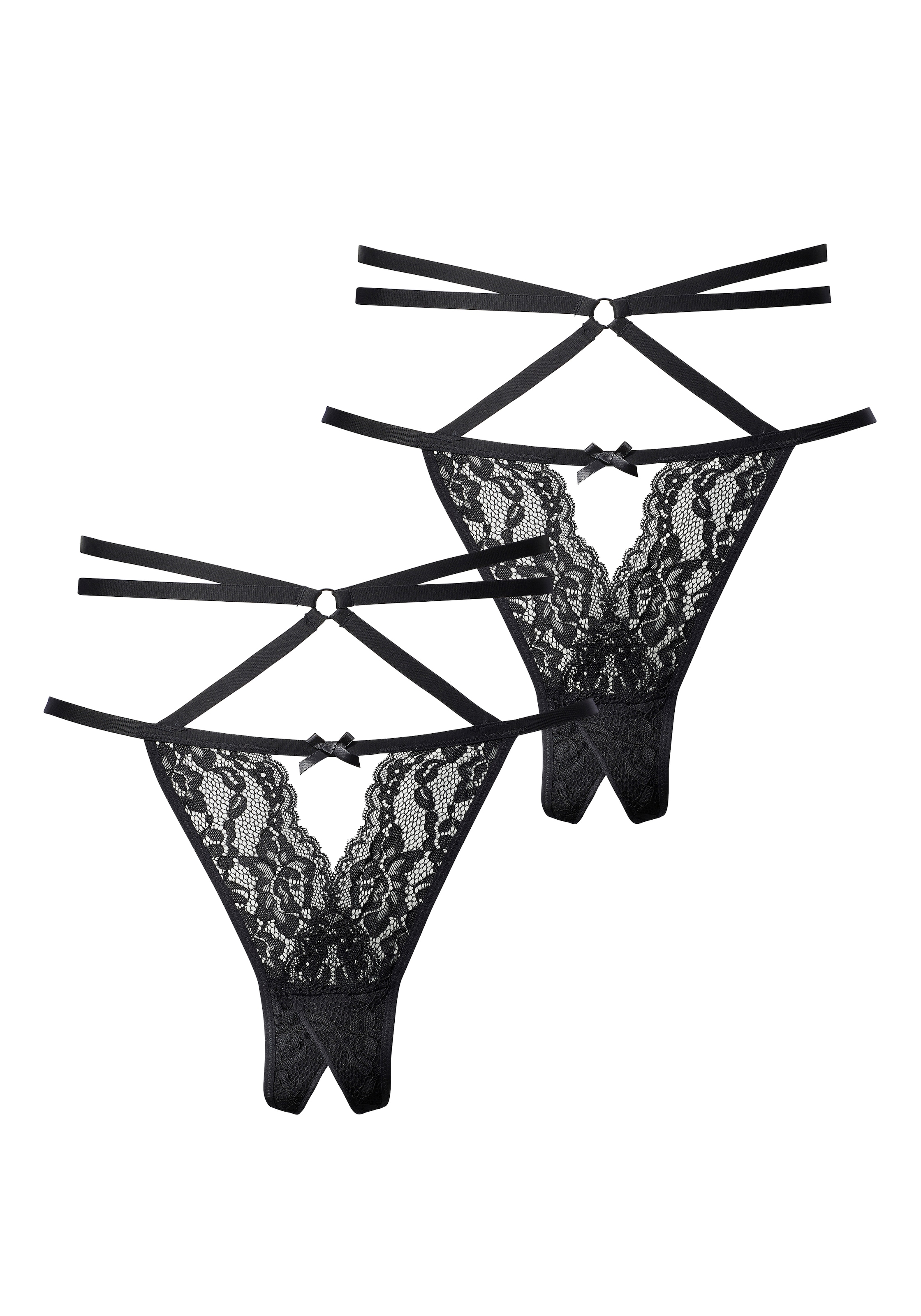 petite fleur gold String-Ouvert, 2 Stk. mit sexy Bänderoptik