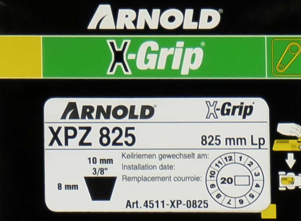 Courroie trapézoïdale x-grip v xpz 825 pour autoportée et tracteur de jardin