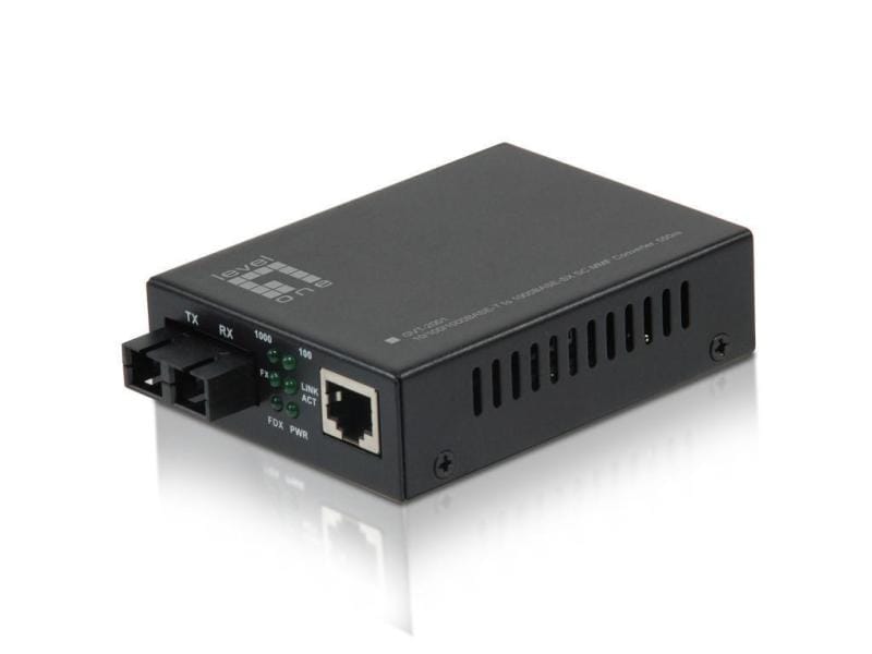 LevelOne Medienkonverter GVT-2001 Gigabit RJ45 zu SC Mediakonverter, Multi-Mode Glasfaser, 550m