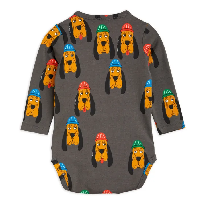 Mini Rodini Body Coton Bio Chien | Gris anthracite