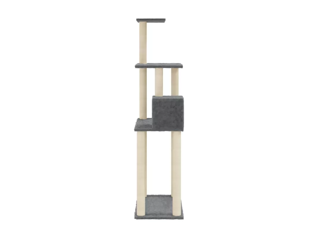 Arbre à chat avec griffoirs en sisal Gris foncé 147 cm