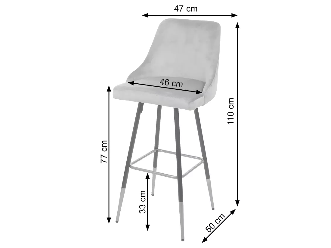 2x tabourets de bar grise 47 x 50 x 110 cm 04_0000493