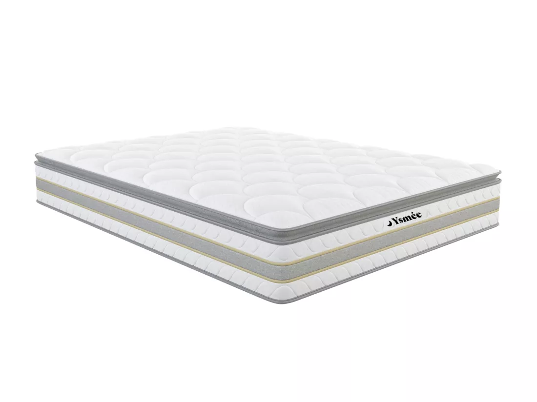 Ensemble 140 x 190 cm sommier coffre naturel clair + matelas ressorts ensachés et surmatelas intégré ép.29cm - CANTERBURY de YSMÉE