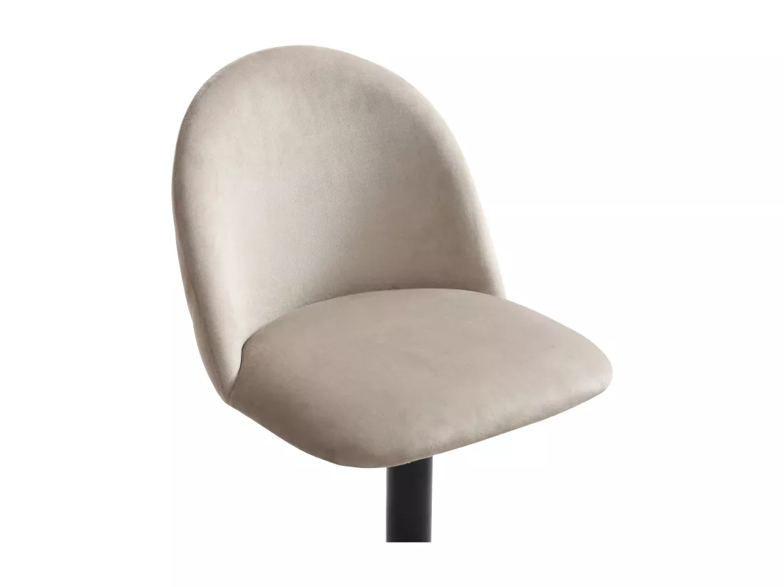 Lot de 2 tabourets de bar en velours et métal noir - Hauteur réglable - Beige - MELBOURNE