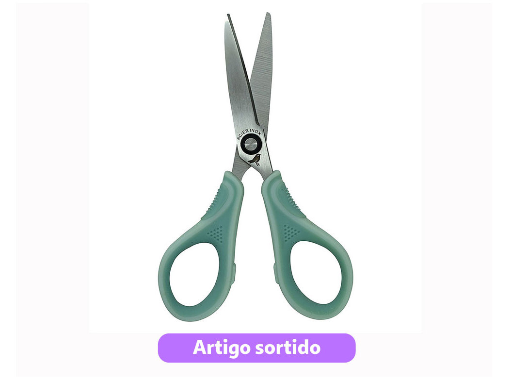 TESOURA SIMÉTRICA AUCHAN BI-MATERIAL 15CM CORES SORTIDAS