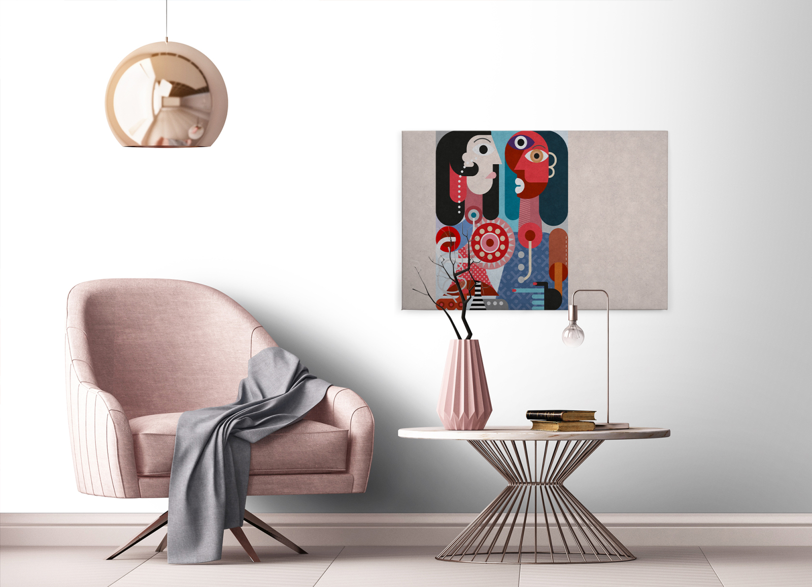 Leinwandbild PAARE - grau-rot - 90x60 cm