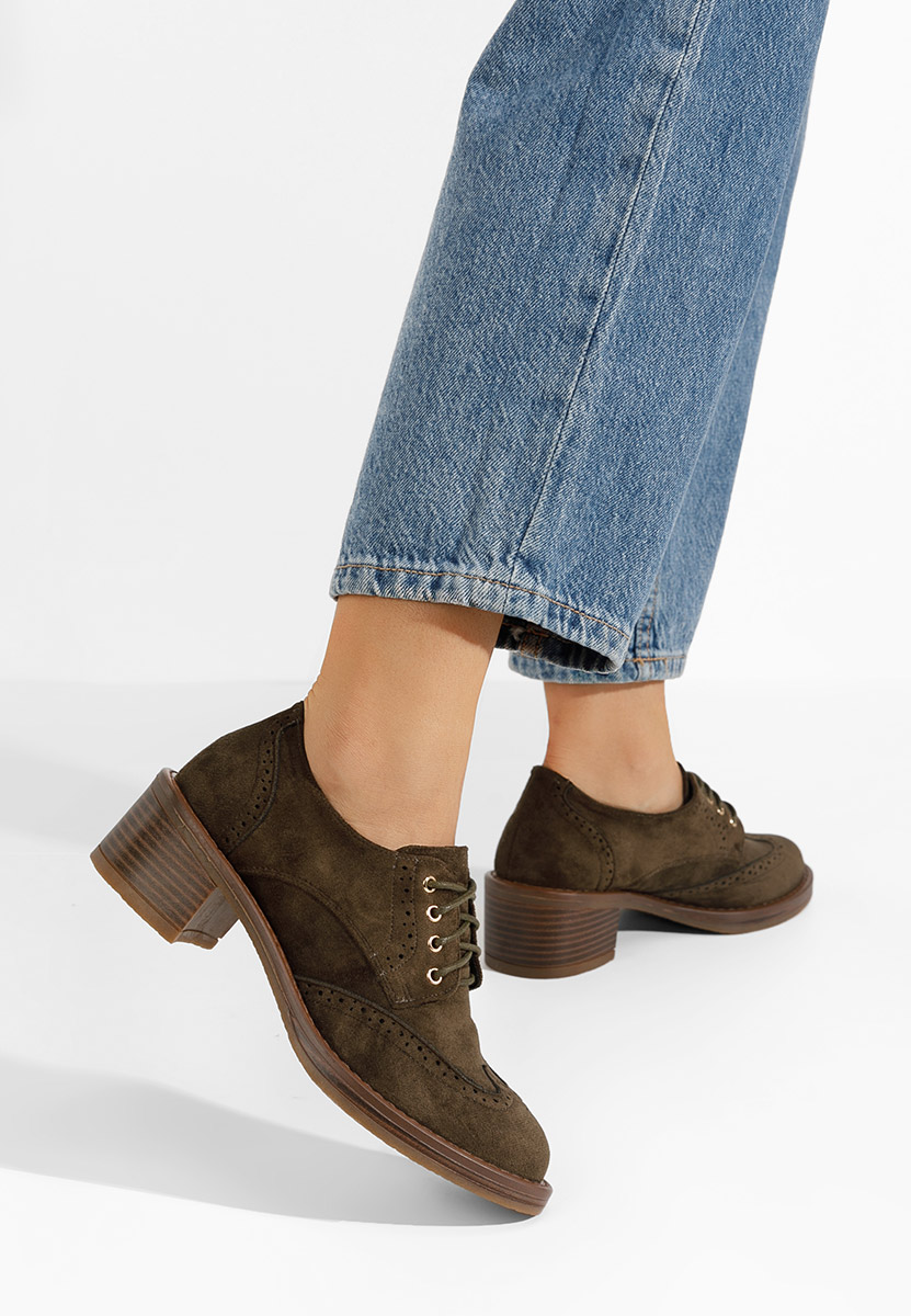 Chaussures à talon et lacets vert Slick