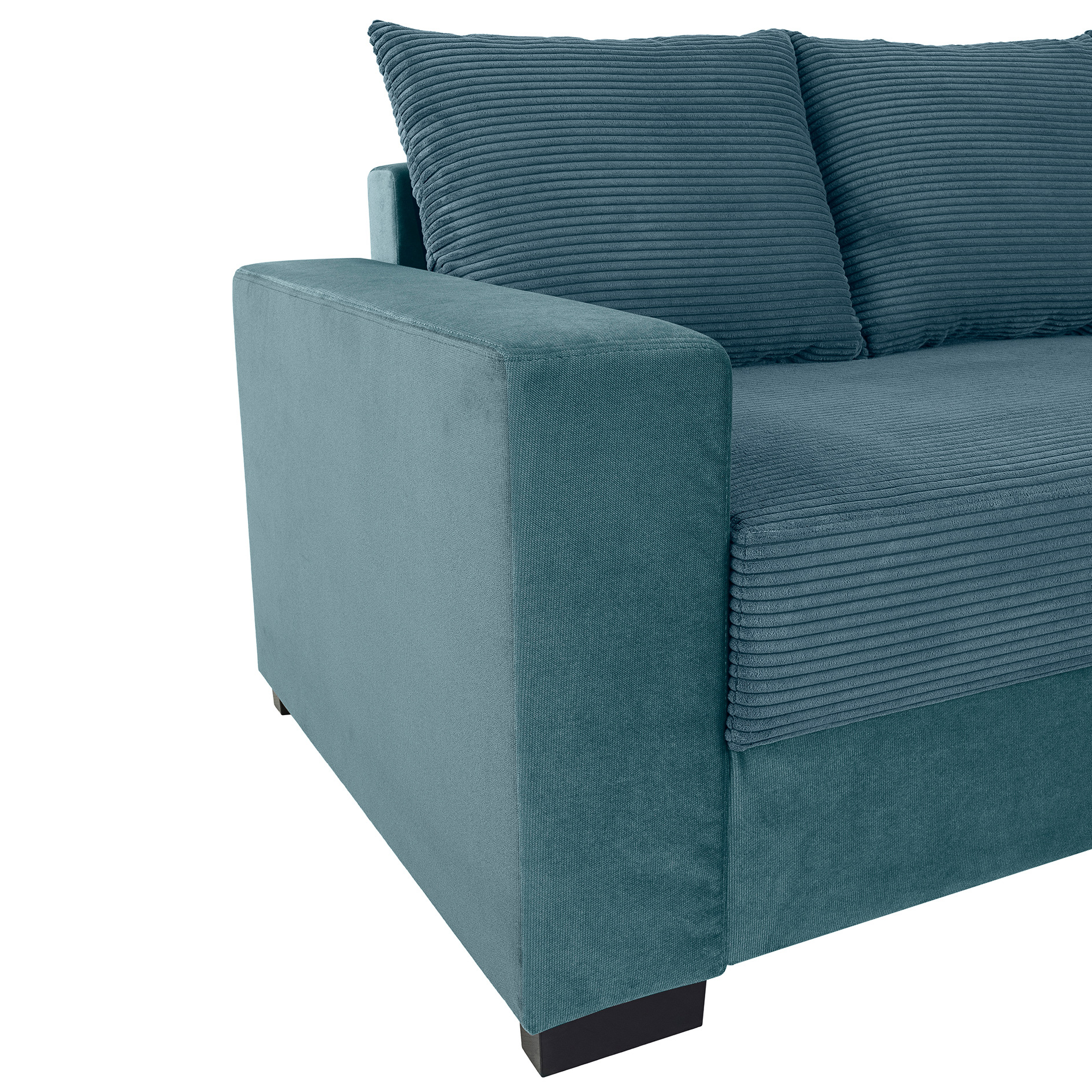 Ecksofa - mint - Cord - Ottomane rechts