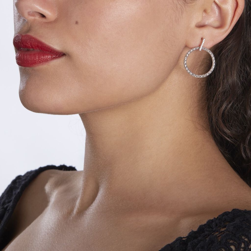 Boucles D'oreilles Pendantes Sowa Argent Blanc Oxyde De Zirconium